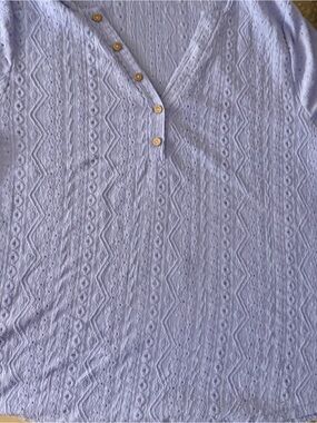 Light Lavender V-Neck Button Knit Top - Women NWOT